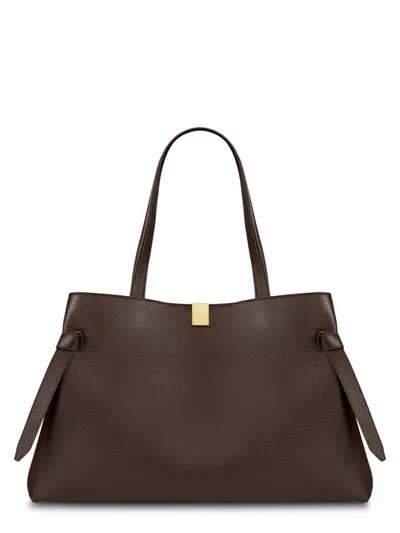 Yuzefi Gyoza Tote Pebble Grained Leather In Brown