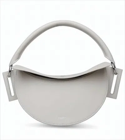 Yuzefi Half-moon Shoulder Bag With Metal Ring Handles In White