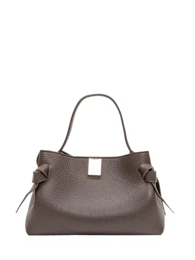 Yuzefi Hand Bag In Hammered Leather With Knotted Details In Brown