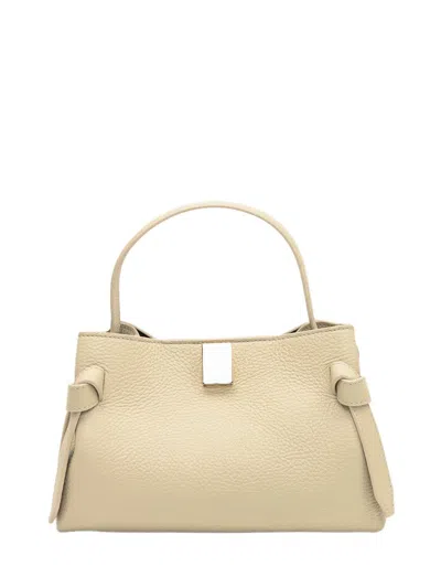 Yuzefi Hand Bag In Hammered Leather With Knotted Details In Neutral