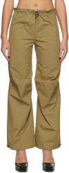 Yuzefi Flared Hem Trousers With Front And Back Pockets In Khaki