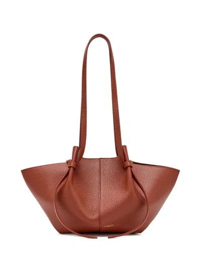 Yuzefi Knot-detail Leather Shoulder Tote Bag With Magnetic Closure (40.5cm X 19cm X 19.5cm) In Brown