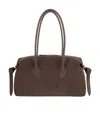 Yuzefi Rectangular Suede Shoulder Bag With Detachable Strap In Brown