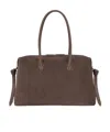 Yuzefi Brioche Large Rectangular Suede Shoulder Bag In Brown