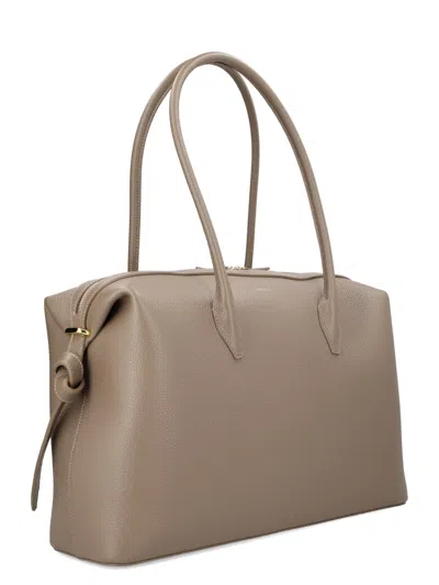 Yuzefi Large Leather Duffle Tote Bag In Grey