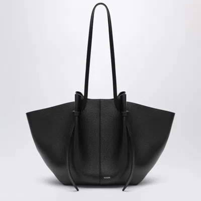 Yuzefi Large Mini Mochi Bag In Pebble-grained Leather In Black