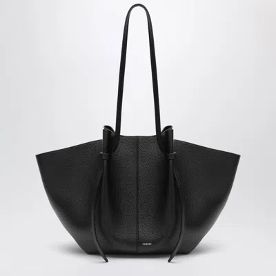 Yuzefi Large Mochi Bag In Black Pebble-grained Leather