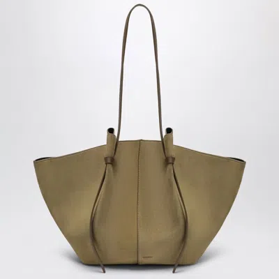 YUZEFI YUZEFI LARGE MOCHI BAG IN FENNEL SUEDE LEATHER