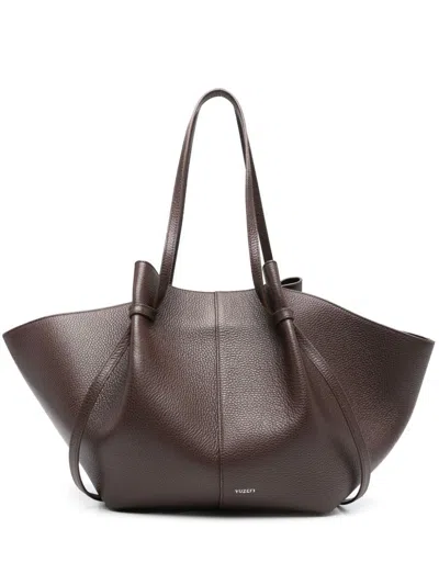 Yuzefi Large Mochi Leather Shoulder Bag In Brown