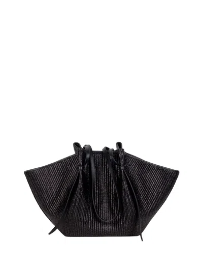 Yuzefi Woven Details Shoulder Bag In Black
