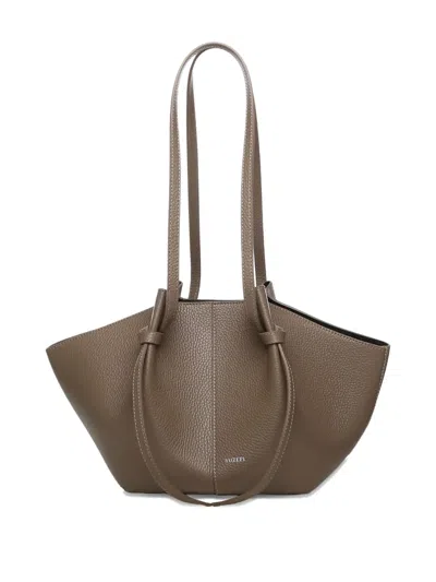 Yuzefi Large Mochi Pebble-grain Knot Leather Shoulder Bag In Brown