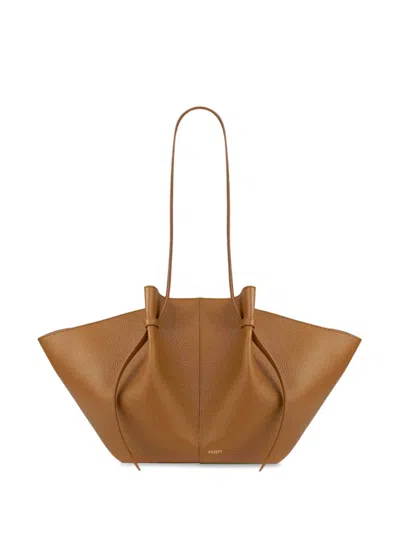 Yuzefi Large Mochi Pebbled Leather Shoulder Bag In Brown