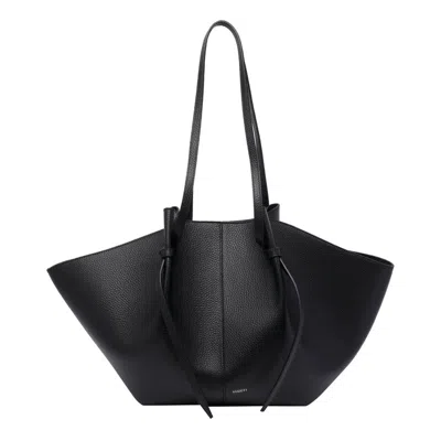 Yuzefi Mochi Shoulder Bag Textured Long Handles Knots In Black