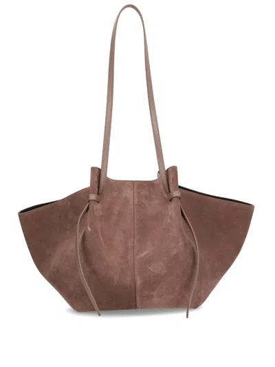 Yuzefi Large Mochi Suede Knot Shoulder Bag In Brown