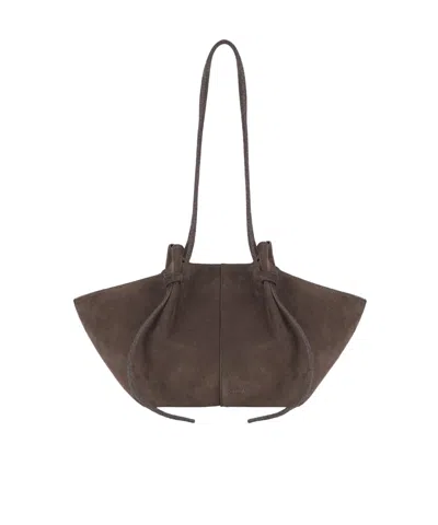 Yuzefi Large Mochi Suede Knot Shoulder Bag In Blue