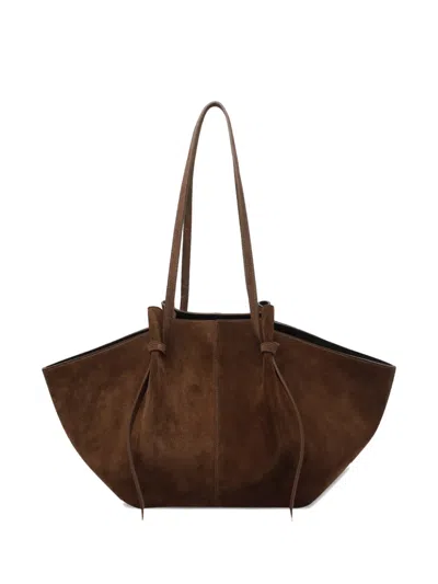 Yuzefi Large Mochi Suede Shoulder Bag In Brown