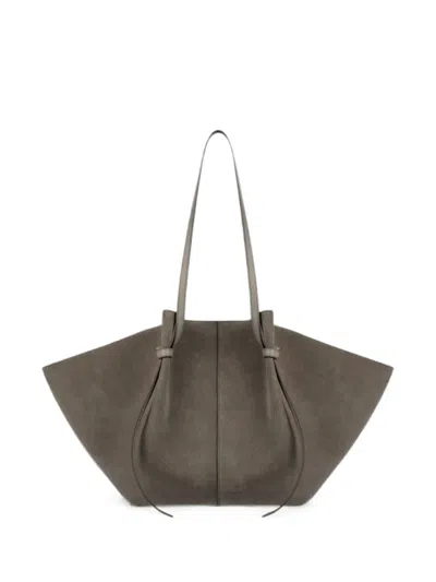 Yuzefi Suede Tote Bag Adjustable Straps Minimal Design In Brown