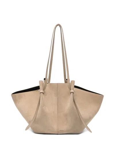 Yuzefi Large Suede Tote Handbag With Adjustable Strap In Pattern