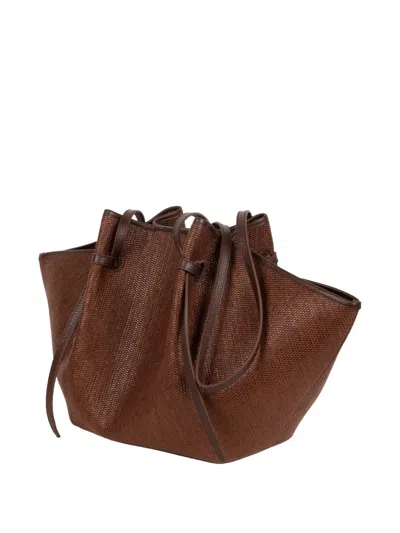 Yuzefi Large Mochi Woven Clutch Bag In Brown