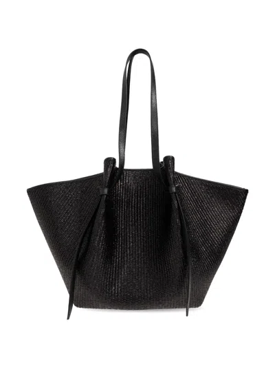 Yuzefi Large Mochi Woven-design Knotted-detail Shoulder Bag In Black