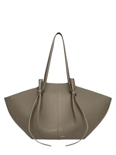 Yuzefi Large Pebbled Leather Tote Bag In Beige