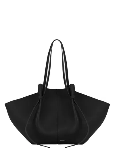 Yuzefi Large Pebbled Leather Tote Bag In Black