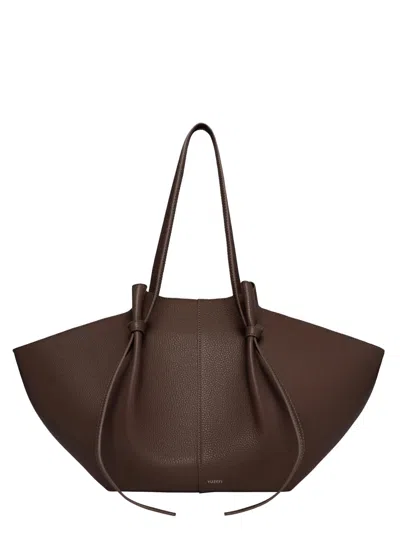 Yuzefi Large Pebble-grain Leather Tote Bag In Brown