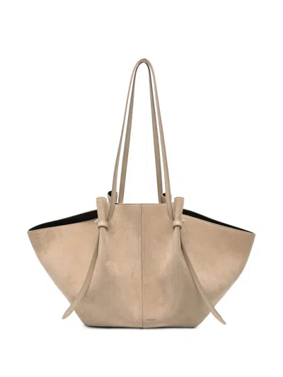 Yuzefi Large Suede Tote Handbag With Adjustable Strap In Pattern