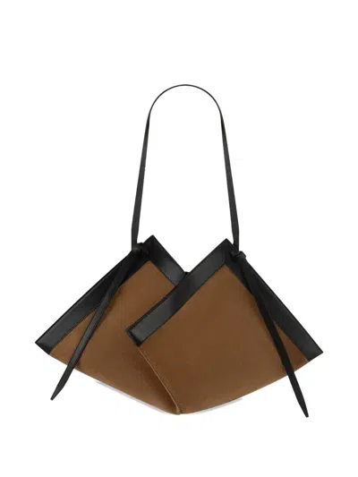 Yuzefi Large Wonton Leather Tote Bag In Brown