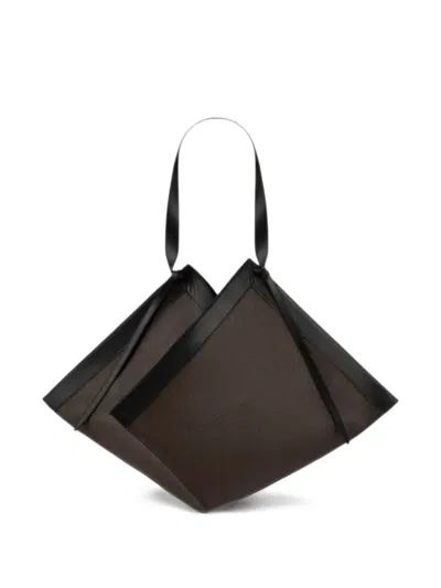 Yuzefi Large Wonton Leather Tote Bag In Brown