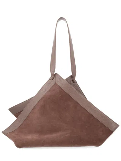 Yuzefi Large Wonton Suede Shoulder Bag In Red