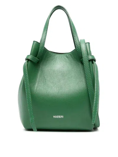 Yuzefi Large Mochi Leather Tote Bag In Green