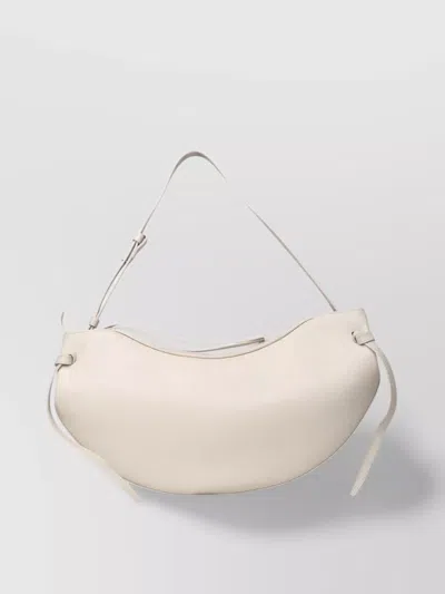 Yuzefi Leather Bag With Adjustable Curved Strap In White