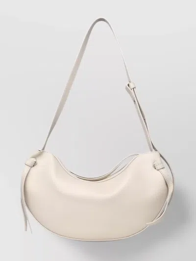 Yuzefi Leather Bag With Adjustable Strap And Tassel Detail In White