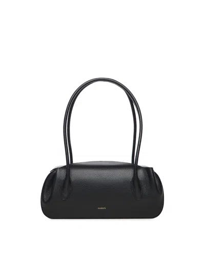 Yuzefi Leather Oyster Shoulder Bag In Black