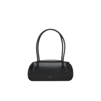 Yuzefi Leather Oyster Shoulder Bag In Black