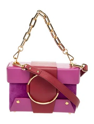 Pre-owned Yuzefi Leather Top Handle Bag In Burgundy/purple