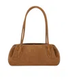 Yuzefi Long Handle Rectangular Shape Suede Finish Shoulder Bag In Brown