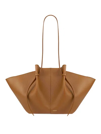 Yuzefi Large Mochi Grained Leather Tote Bag In Brown