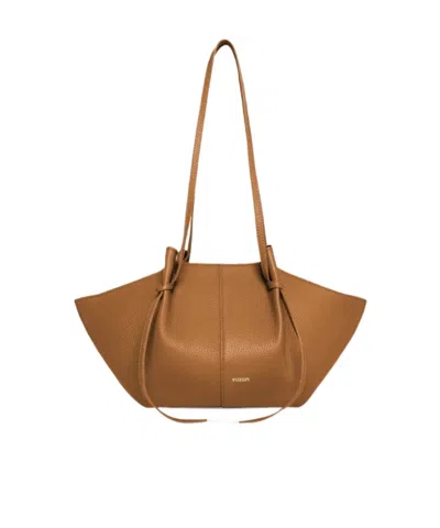 Yuzefi Medium Mochi Grained Leather Tote Bag In Brown