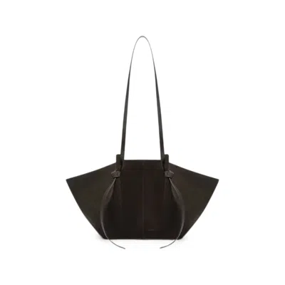 Yuzefi Medium Mochi Suede Shoulder Bag In Brown
