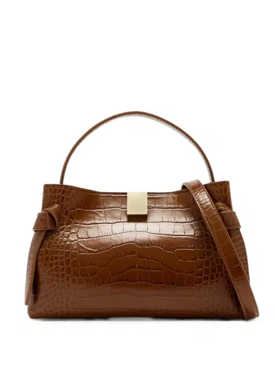 Yuzefi Mini Gyoza Croc-effect Tote Bag In Brown