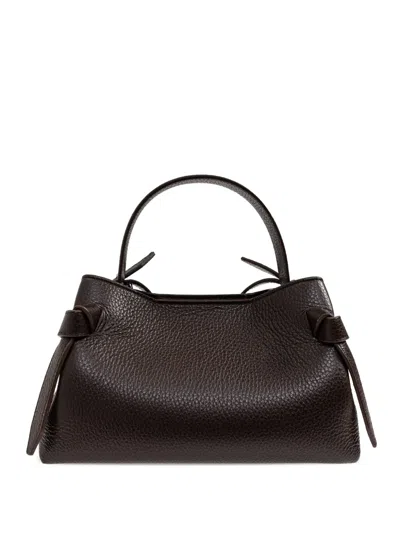 Yuzefi Mini Gyoza Knotted Leather Tote Bag In Brown