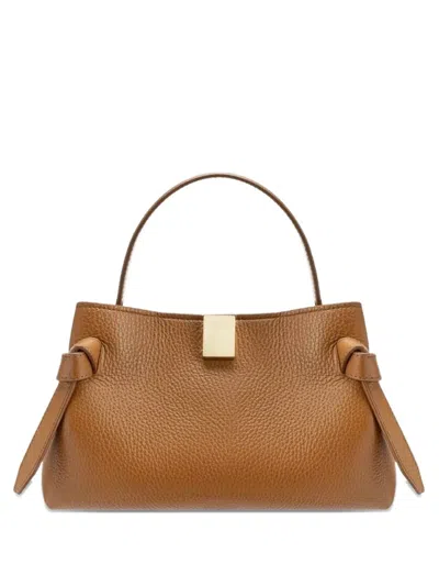 Yuzefi Mini Gyoza Knotted Leather Tote Bag In Brown