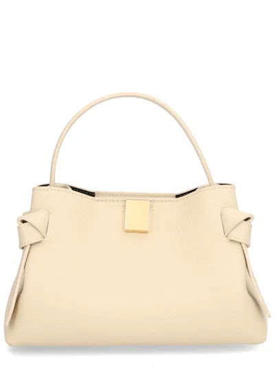 Yuzefi Mini Gyoza Top-handle Bag In Pebble Grain Leather In Nude