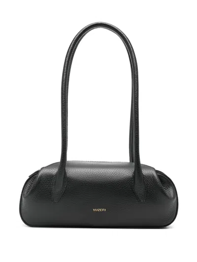 Yuzefi Mini Leather Shoulder Bag 12 Cm X 26 Cm X 8 Cm With Magnetic Closure In Nero