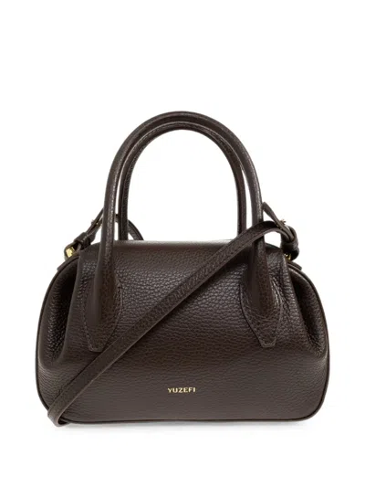 Yuzefi Mini Oyster Leather Tote Bag In Brown