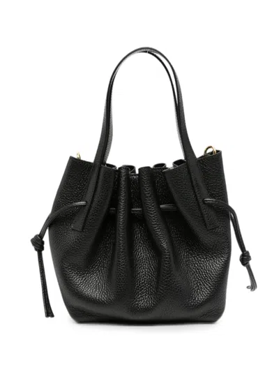 Yuzefi Mini Scallop Pebbled-leather Tote Bag In Black