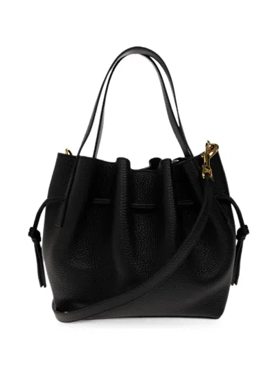 Yuzefi Mini Scallop Pebble-grain Bucket Bag In Brown