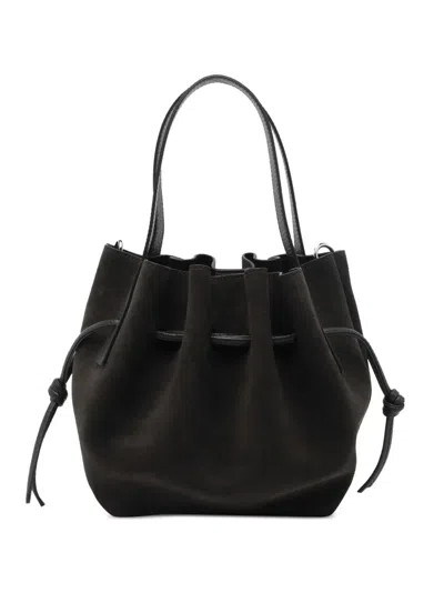 Yuzefi Mini Scallop Suede Tote Bag In Black